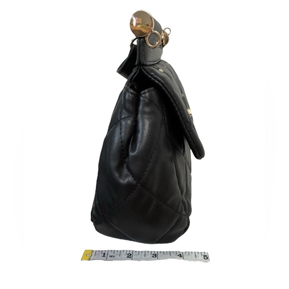 Badgley Mischka Big Diamond Quilting With Studs Bag Black Gold‎ - Picture 12 of 14